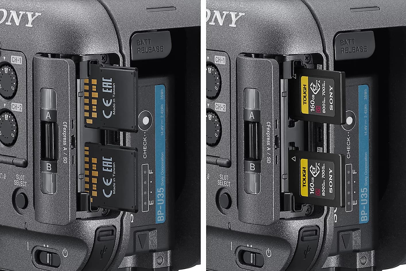 Dual CFexpress Type A-compatible media slots